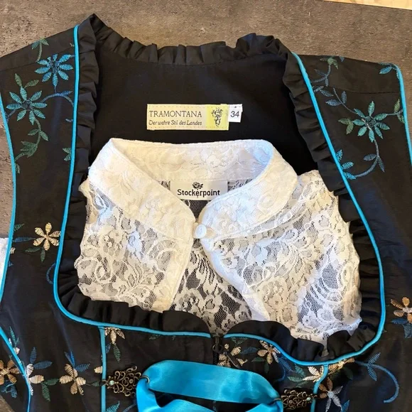 Retro Tramontana Dirndl Set 60s Style + modern blouse, apron, bracelet US 2-4 - Picture 2 of 8